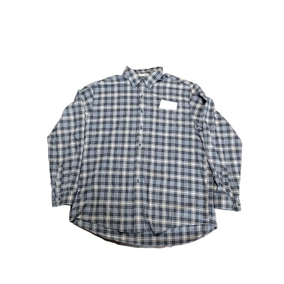 L.L. Bean Men's Cotton Fleece Shirt Long Sleeve Button Down Size XL-Reg Grey Pla - Picture 2 of 6